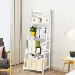 Costway Set Of 2 Ladder Shelf 4-Tier Bookshelf Bookcase Storage Display Plant Leaning -Online Furniture Store GUEST 331c58f8 ee27 4072 aa18 321066fa69b0
