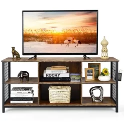 Costway 3-Tier TV Stand For TV's Up To 65'' Entertainment Media Center W/Storage Basket -Online Furniture Store GUEST 3334ecfe 6649 4705 8e78 c62cd18aac48