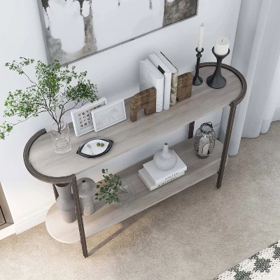 Millerton Lower Shelf Sofa Table Light Gray/Brushed Metal - MiBasics 3 Millerton Lower Shelf Sofa Table Light Gray/Brushed Metal - MiBasics - Image 3