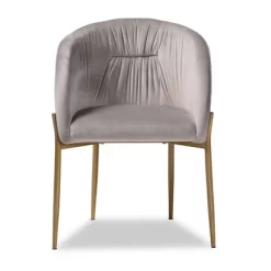 Ballard Velvet Fabric Upholstered Metal Dining Chair - Baxton Studio