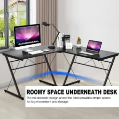 Costway 59'' L-Shaped Computer Table Study Workstation Home Office BrownBlack 12 Costway 59'' L-Shaped Computer Table Study Workstation Home Office BrownBlack -Online Furniture Store GUEST 339d74d8 1eda 4f2f 8011 aefc3ec19943