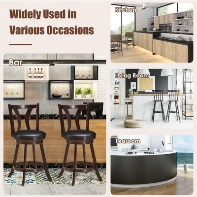 Costway Set Of 4 Swivel Bar Stool 24'' Counter Height Leather Padded Dining Kitchen Chair 5 Costway Set Of 4 Swivel Bar Stool 24'' Counter Height Leather Padded Dining Kitchen Chair - Image 5