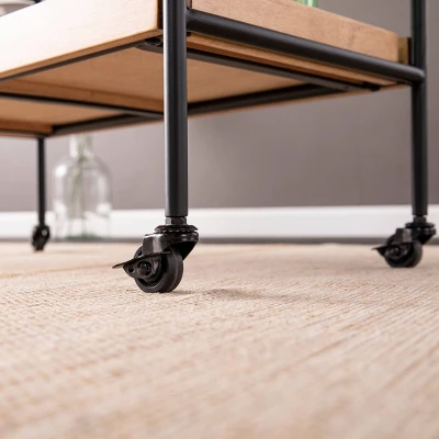 Jengarn Rolling Bar Cart Natural/Black - Aiden Lane 1 Jengarn Rolling Bar Cart Natural/Black - Aiden Lane