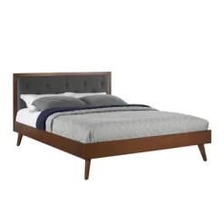 Reid Mid-Century Platform Bed - Linon