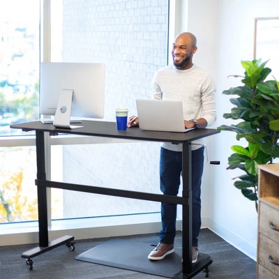 Tranzendesk Standing Desk With Clamp-On Shelf - 55" Sit To Stand Workstation With 55” Monitor Stand - White - Stand Steady 10 Tranzendesk Standing Desk With Clamp-On Shelf - 55" Sit To Stand Workstation With 55” Monitor Stand - White - Stand Steady - Image 10