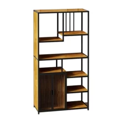 Multipurpose Bookshelf Storage Rack With Closed Storage Cabinets, Black + Brown - ModernLuxe -Online Furniture Store GUEST 365a7d47 a04c 41fd 8053 e8e4fa7dcba9