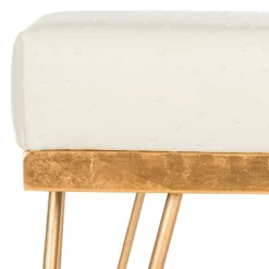 Jenine Faux Ostrich Square Bench - Cream/Gold - Safavieh -Online Furniture Store GUEST 3669ac2a 6c02 47dd 8a3e 6852da02bee5