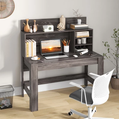 Costway Computer Desk Wooden Writing Desk Modern Home Office Workstation PC Laptop Table For Small Space 3 Costway Computer Desk Wooden Writing Desk Modern Home Office Workstation PC Laptop Table For Small Space - Image 3