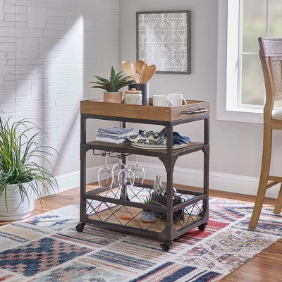 Collin Bar Cart Antique Bronze - Powell Company 1 Collin Bar Cart Antique Bronze - Powell Company