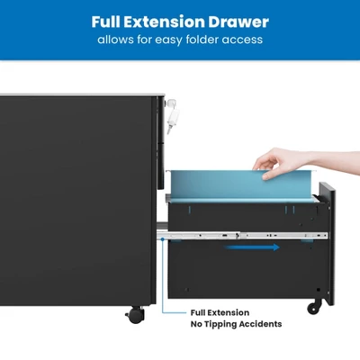 Mount-It! Mobile File Pedestal Cabinet With 3 Drawers & Lock | Slim Design Under Desk Storage & Organizer For Files, Folders & Office Supplies | Black 5 Mount-It! Mobile File Pedestal Cabinet With 3 Drawers & Lock | Slim Design Under Desk Storage & Organizer For Files, Folders & Office Supplies | Black - Image 5