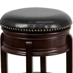 Merrick Lane Clara Backless Wooden Counter Stool With Faux Leather 360 Degree Swivel Seat -Online Furniture Store GUEST 391bae82 8151 4c79 afe1 fba34984373d