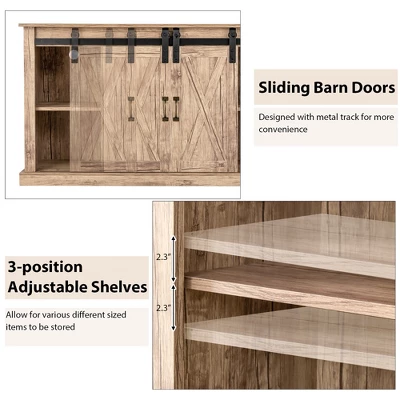 Costway 55'' Sliding Barn Door TV Stand Entertainment Media Console W/ Adjustable Shelf 6 Costway 55'' Sliding Barn Door TV Stand Entertainment Media Console W/ Adjustable Shelf - Image 6