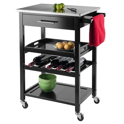 Anthony Stainless Steel Top Kitchen Cart Wood/Black - Winsome 2 Anthony Stainless Steel Top Kitchen Cart Wood/Black - Winsome - Image 2