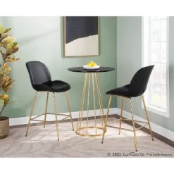 Set Of 2 Diva Steel/Faux Leather Counter Height Barstools Gold/Black - LumiSource -Online Furniture Store GUEST 3a76df55 3cca 4ca1 bd66 df4af8eaa188