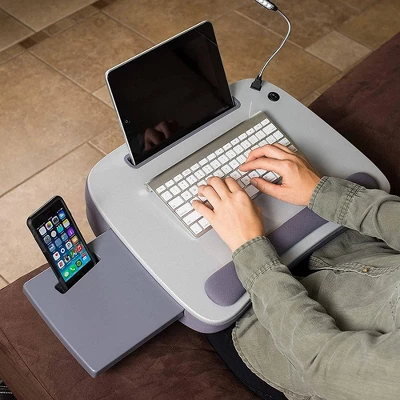 Sofia + Sam Multi-tasking Memory Foam Lap Desk With USB Light - Silver 1 Sofia + Sam Multi-tasking Memory Foam Lap Desk With USB Light - Silver