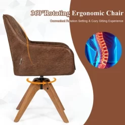 Costway Set Of 2 Mid Century Swivel Accent Chair Hot-Stamping Cloth Retro Brown -Online Furniture Store GUEST 3b6ce872 93ce 40ab 8993 1cb7a12ca0e2