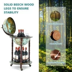 Costway 17'' Globe Wine Kitchen Stand 16th Century Italian Map Liquor Bottle Shelf Cart -Online Furniture Store GUEST 3bc7f436 c424 42b5 a577 8126a8580655
