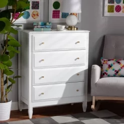 4 Drawer Naomi Wood Bedroom Chest White/Gold - Baxton Studio -Online Furniture Store GUEST 3bd7daa3 4287 4747 8425 1befae4ba6be