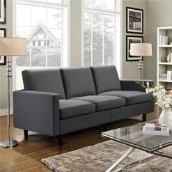 Yaheetech Modern Loveseat Sofa Upholstery Fabric 3-Seater Sofa Couch-Gray