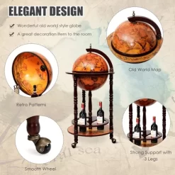 Costway 17.5'' Wood Globe Wine Bar Stand 16th Century Italian Rack Liquor Bottle Shelf -Online Furniture Store GUEST 3c29ab6e 6116 4d36 991a 29844edb972a