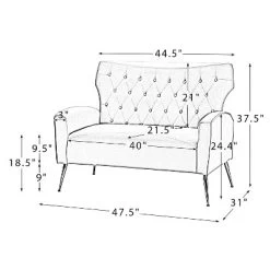 Brion 48" Contemporary Wingback Design Loveseat | KARAT HOME -Online Furniture Store GUEST 3d72bb00 5a75 445b 8dd0 888c757700ef