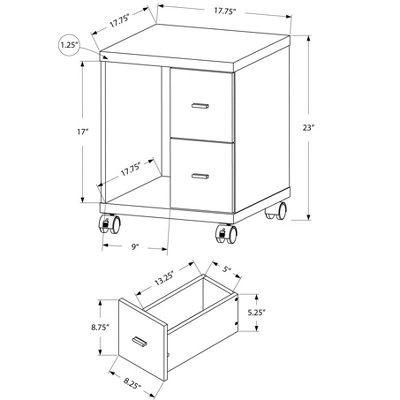 Monarch Specialties Reclaimed-Look 2 Drawer Computer Stand/Castor 2 Monarch Specialties Reclaimed-Look 2 Drawer Computer Stand/Castor - Image 2