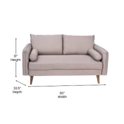 Emma And Oliver Upholstered Mid-Century Modern Pocket Spring Loveseat With Wooden Legs And Removable Back Cushions -Online Furniture Store GUEST 3ed2e2ae 1301 4e8d bf7b b705dc79d5e3