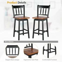 Costway 2PCS Bar Stool 24.5'' Swivel Counter Height Chair W/ Footrest 15 Costway 2PCS Bar Stool 24.5'' Swivel Counter Height Chair W/ Footrest -Online Furniture Store GUEST 3ee439ca bea3 47fd 9654 937e5b6e4784