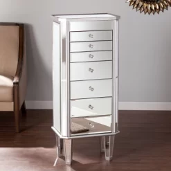 Melanie 7 Drawer Glam Jewelry Armoire Mirrored/Brushed - Aiden Lane 10 Melanie 7 Drawer Glam Jewelry Armoire Mirrored/Brushed - Aiden Lane -Online Furniture Store GUEST 3fda2f88 dced 4a1e 9873 2da3bb179c28