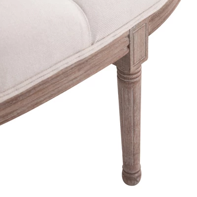 HOMCOM Vintage Semi-Circle Hallway Bench Tufted Upholstered Velvet-Touch Fabric Accent Seat With Rubberwood Legs, Off White 6 HOMCOM Vintage Semi-Circle Hallway Bench Tufted Upholstered Velvet-Touch Fabric Accent Seat With Rubberwood Legs, Off White - Image 6