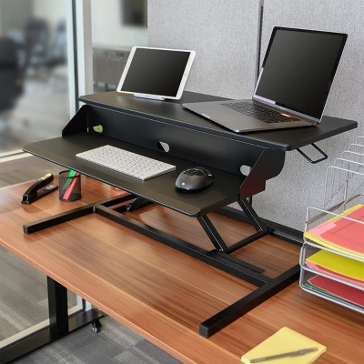 Stand Up Desk Store AirRise Pro Two Tier Standing Desk Converter Monitor Stand With Built-In Keyboard Tray 2 Stand Up Desk Store AirRise Pro Two Tier Standing Desk Converter Monitor Stand With Built-In Keyboard Tray - Image 2