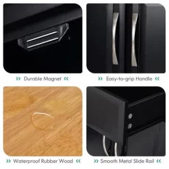 Costway 4-Door Rolling Kitchen Island Cart Buffet Cabinet W/ Towel Racks Drawers WhiteBlack -Online Furniture Store GUEST 40d6e22c eda3 46f4 8335 f63db5ab5e48