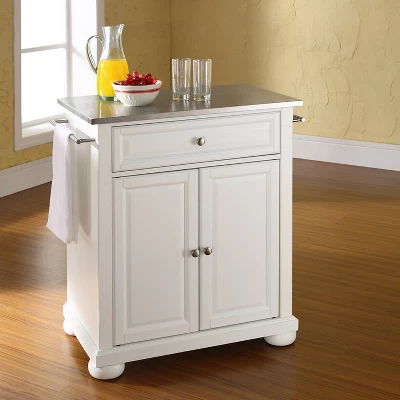 Alexandria Stainless Steel Top Portable Kitchen Island - White - Crosley 1 Alexandria Stainless Steel Top Portable Kitchen Island - White - Crosley