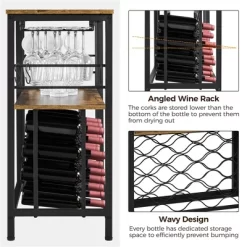Yaheetech Home Bar Industrial Wine Rack Table With Glass Holder, Wine Bar Cabinet, Rustic Brown -Online Furniture Store GUEST 4102d137 e82a 4191 8a8b 2bfa5e1094ba