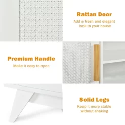 Costway TV Stand Entertainment Media Console W/ 2 Rattan Cabinets & Open Shelves -Online Furniture Store GUEST 413887ca aa4f 4df5 9c3d 671017c0705b