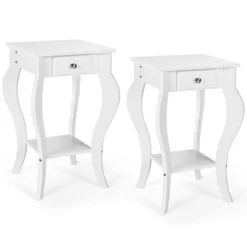 Costway 2PCS End Table Accent Side Table Nightstand W/ Drawer & Bottom Shelf 23 Costway 2PCS End Table Accent Side Table Nightstand W/ Drawer & Bottom Shelf -Online Furniture Store GUEST 414f206e 881d 4038 b2ec d5aa2878e36b