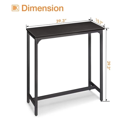 ODK 39 Inch Rectangular Modern Bar Height Narrow Pub, Kitchen, And Dining Table With Metal Legs, Easy To Clean Top, And Fast Assembly, Black 1 ODK 39 Inch Rectangular Modern Bar Height Narrow Pub, Kitchen, And Dining Table With Metal Legs, Easy To Clean Top, And Fast Assembly, Black