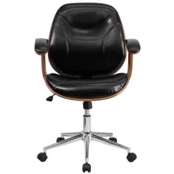 Merrick Lane Mid-Back Ergonomic Office Chair Executive Swivel Bentwood Frame Desk Chair In Black Faux Leather -Online Furniture Store GUEST 4188d00b 6357 4e8f 827d c72bd95de984