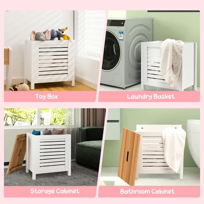 Costway Wooden Toy Storage Organizer Kids Toy Chest W/Lid For Kindergarten Bedroom White 4 Costway Wooden Toy Storage Organizer Kids Toy Chest W/Lid For Kindergarten Bedroom White - Image 4