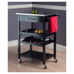 Anthony Stainless Steel Top Kitchen Cart Wood/Black - Winsome 7 Anthony Stainless Steel Top Kitchen Cart Wood/Black - Winsome -Online Furniture Store GUEST 424356c5 f670 4cbd a02b 895c7979a124