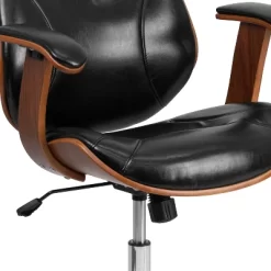 Merrick Lane Mid-Back Ergonomic Office Chair Executive Swivel Bentwood Frame Desk Chair In Black Faux Leather -Online Furniture Store GUEST 426d4d5b 58cb 4f54 ac8c 73fd568338cc