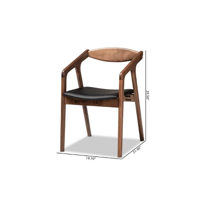 2pc Harland Faux Leather Upholstered And Wood Dining Chair Set - Baxton Studio 8 2pc Harland Faux Leather Upholstered And Wood Dining Chair Set - Baxton Studio - Image 8