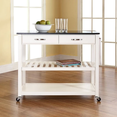 Granite Top Kitchen Prep Cart White/Black - Crosley 2 Granite Top Kitchen Prep Cart White/Black - Crosley - Image 2