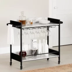 Online Furniture Store 10 City Life Bar Cart With Wine Glass Rack - South Shore