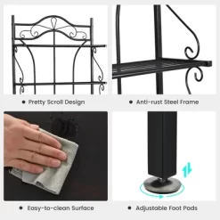 Costway 5-Tier Metal Kitchen Bakers Rack Microwave Storage Rack Oven Stand With Wine Organizer -Online Furniture Store GUEST 43bd73a8 ef85 4a87 8684 000c1e4425a9