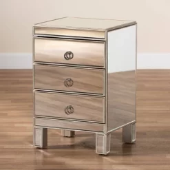 Ewan Mirrored 3 Drawer Nightstand Silver - Baxton Studio -Online Furniture Store GUEST 45259b72 e016 4aa8 8642 0d6c01d7d5d8