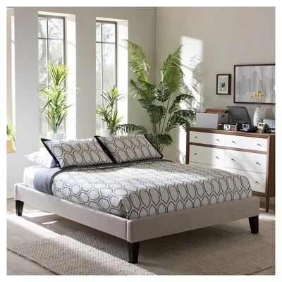 Lancashire Modern And Contemporary Linen Fabric Upholstered Bed Frame With Tapered Legs - Full - Baxton Studio 3 Lancashire Modern And Contemporary Linen Fabric Upholstered Bed Frame With Tapered Legs - Full - Baxton Studio - Image 3
