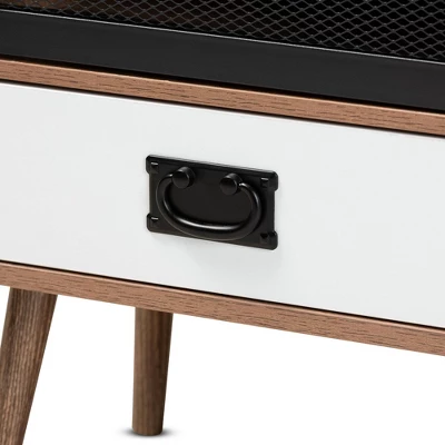 Hubbard Two-Tone Wood And Metal 1 Drawer Nightstand Natural Brown/Black/White - Baxton Studio 5 Hubbard Two-Tone Wood And Metal 1 Drawer Nightstand Natural Brown/Black/White - Baxton Studio - Image 5