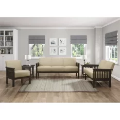 Lewiston Fabric Upholstered Loveseat In Light Brown And Antique Gray - Lexicon -Online Furniture Store GUEST 46329525 28a2 4893 85d9 2cd677b567d9