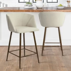 26" Chole Armrest Upholstered Counter Height Stool With Walnut Legs (Set Of 2)-Maison Boucle -Online Furniture Store GUEST 46587ffe 67de 404f b2e3 d143c626bd4b